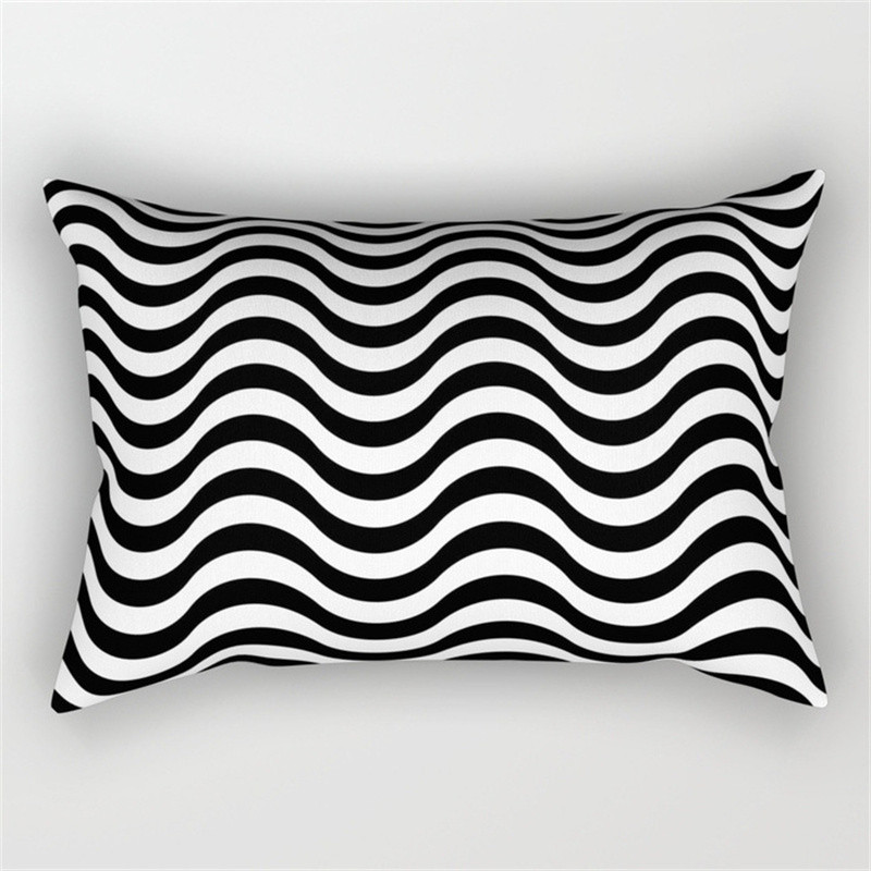 30x50cm fekete fehér derékpárnahuzat Nordic Line Wave geometrikus párnahuzat poliészter nappali kanapé otthoni dekoráció