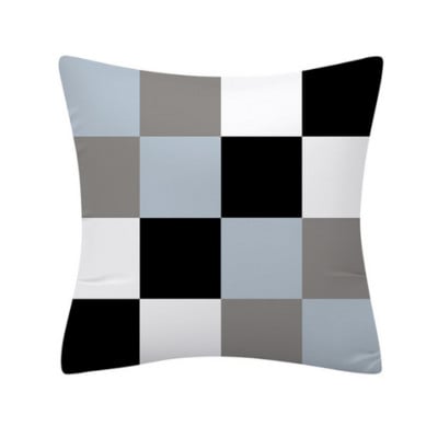 Husă de pernă cu geometrie gri albastră Față de pernă geometrică neagră albastră Față de pernă din in de înaltă calitate Husă de pernă în stil nordic gri