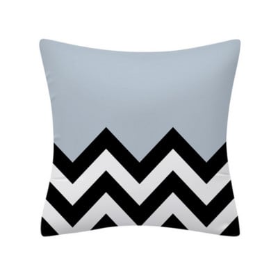 Husă de pernă cu geometrie gri albastră Față de pernă geometrică neagră albastră Față de pernă din in de înaltă calitate Husă de pernă în stil nordic gri