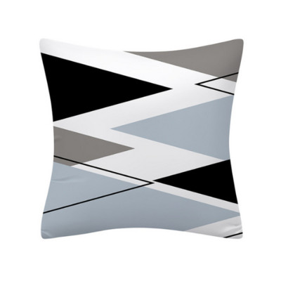 Husă de pernă cu geometrie gri albastră Față de pernă geometrică neagră albastră Față de pernă din in de înaltă calitate Husă de pernă în stil nordic gri