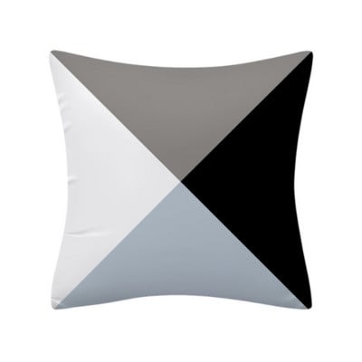 Husă de pernă cu geometrie gri albastră Față de pernă geometrică neagră albastră Față de pernă din in de înaltă calitate Husă de pernă în stil nordic gri