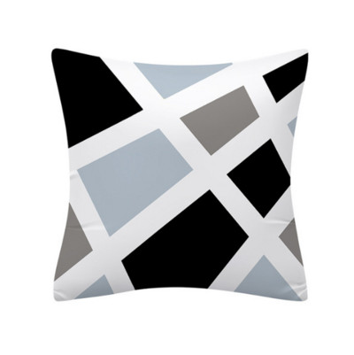 Husă de pernă cu geometrie gri albastră Față de pernă geometrică neagră albastră Față de pernă din in de înaltă calitate Husă de pernă în stil nordic gri