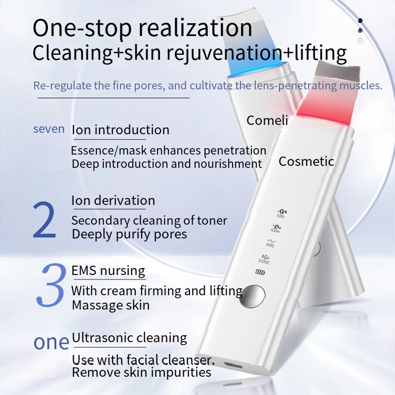 Ultrahangos bőrradír mély arctisztító gép EMS ionos vibrációs masszírozó peeling lapát arc pórustisztító kozmetikai készülék