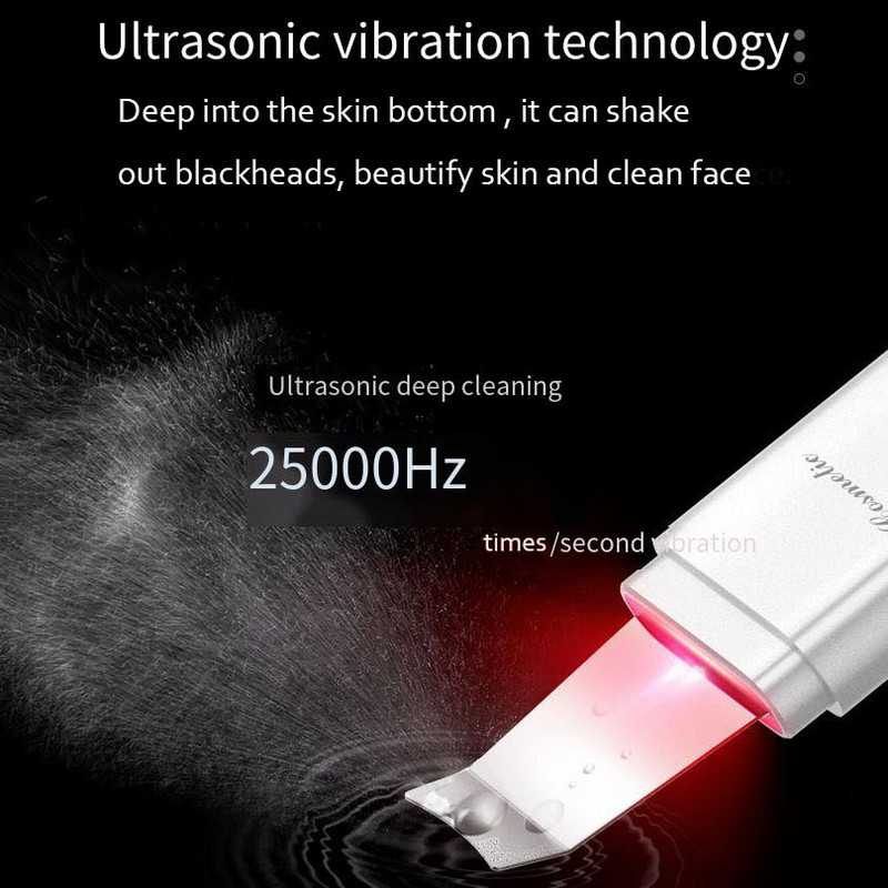 Ultrahangos bőrradír mély arctisztító gép EMS ionos vibrációs masszírozó peeling lapát arc pórustisztító kozmetikai készülék