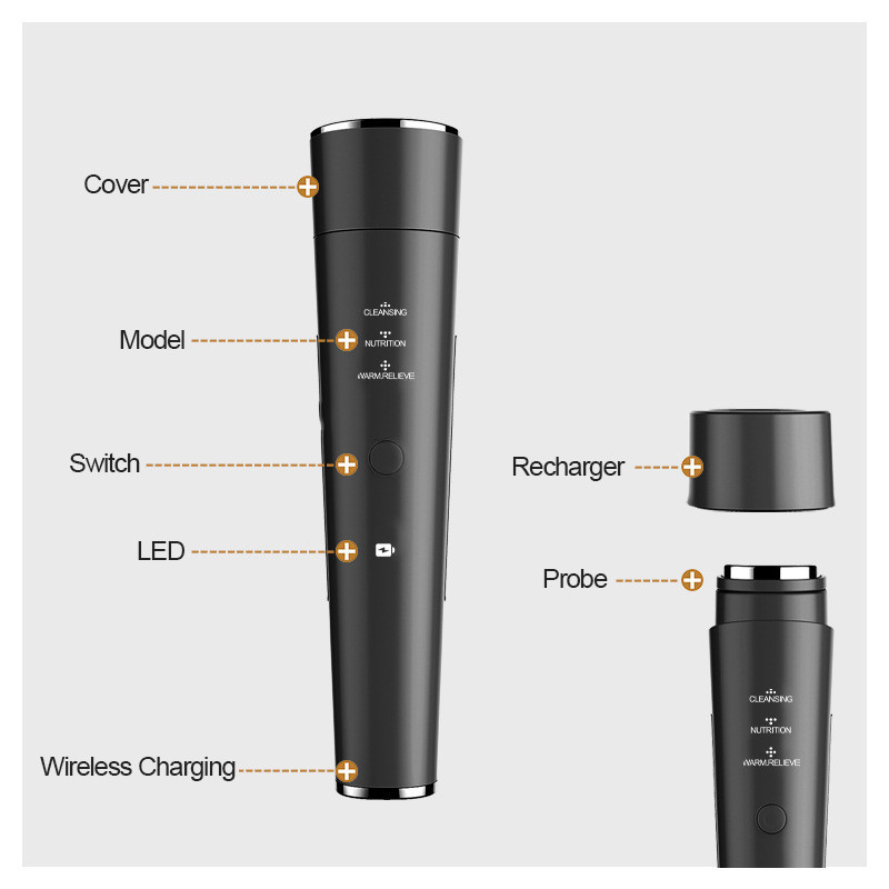 2022 Anti-Aging ultrazvučna vibracija Lice Eye Heat Massager Ion+ Čišćenje pora Koža lica Nježna njega Ljepota Zatezanje kože