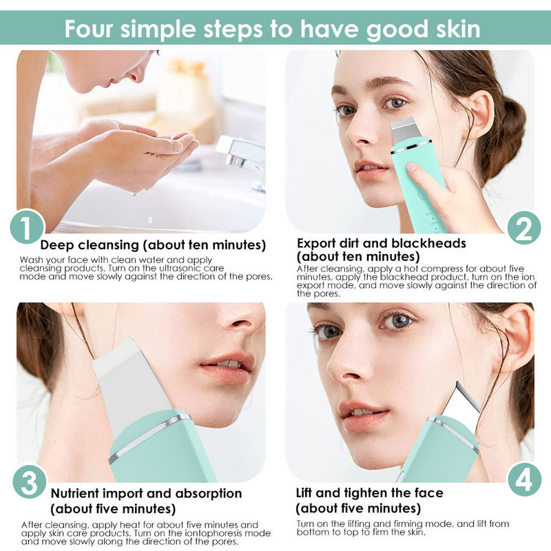 EMS ultrahangos arcbőrradír Arc mitesszer akne eltávolítása Beauty Device Pórustisztító Mély bőrtisztító peeling lifting