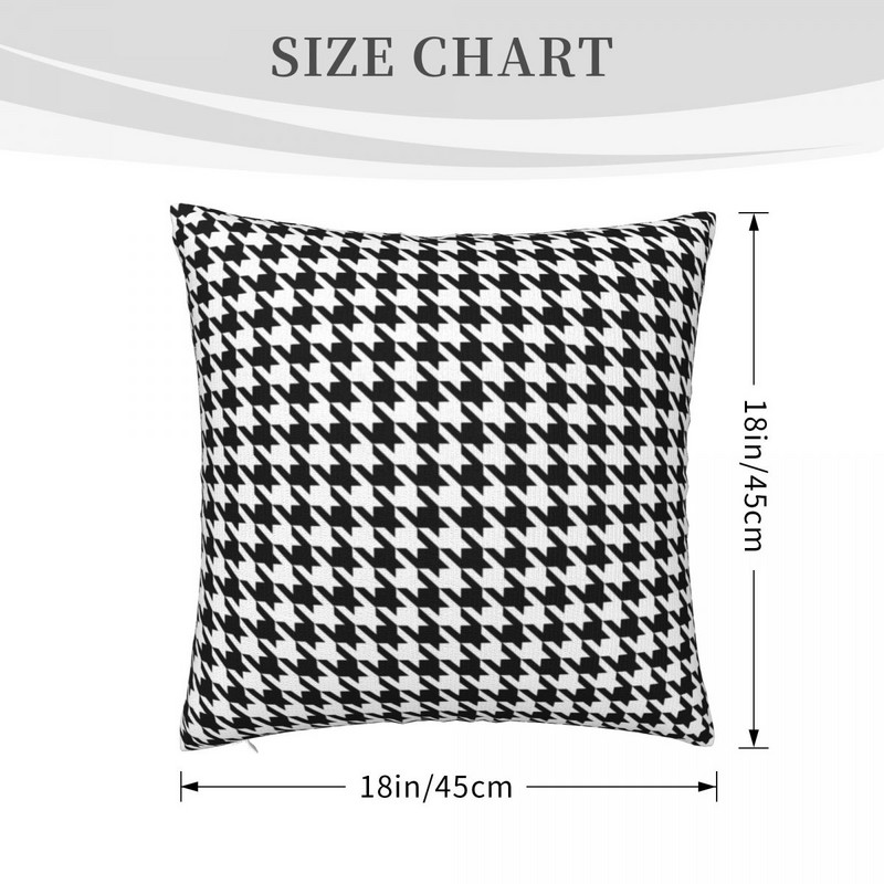 Juodai baltas languotas pagalvės užvalkalas Houndstooth Print pagalvėlė Užtrauktukas Pagalvės užvalkalas Vasarinis dekoratyvinis poliesterio užvalkalas