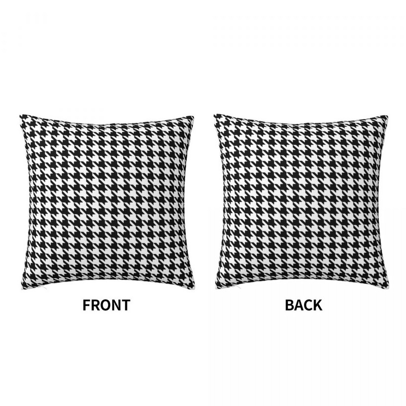 Juodai baltas languotas pagalvės užvalkalas Houndstooth Print pagalvėlė Užtrauktukas Pagalvės užvalkalas Vasarinis dekoratyvinis poliesterio užvalkalas