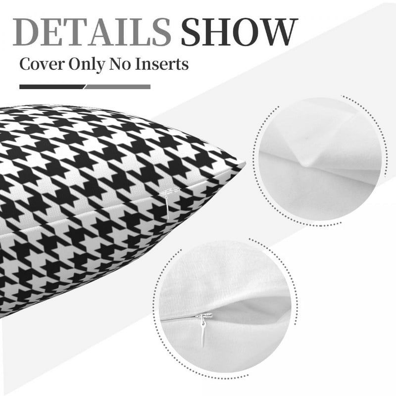 Juodai baltas languotas pagalvės užvalkalas Houndstooth Print pagalvėlė Užtrauktukas Pagalvės užvalkalas Vasarinis dekoratyvinis poliesterio užvalkalas