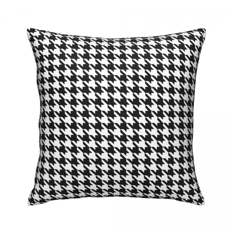 Juodai baltas languotas pagalvės užvalkalas Houndstooth Print pagalvėlė Užtrauktukas Pagalvės užvalkalas Vasarinis dekoratyvinis poliesterio užvalkalas