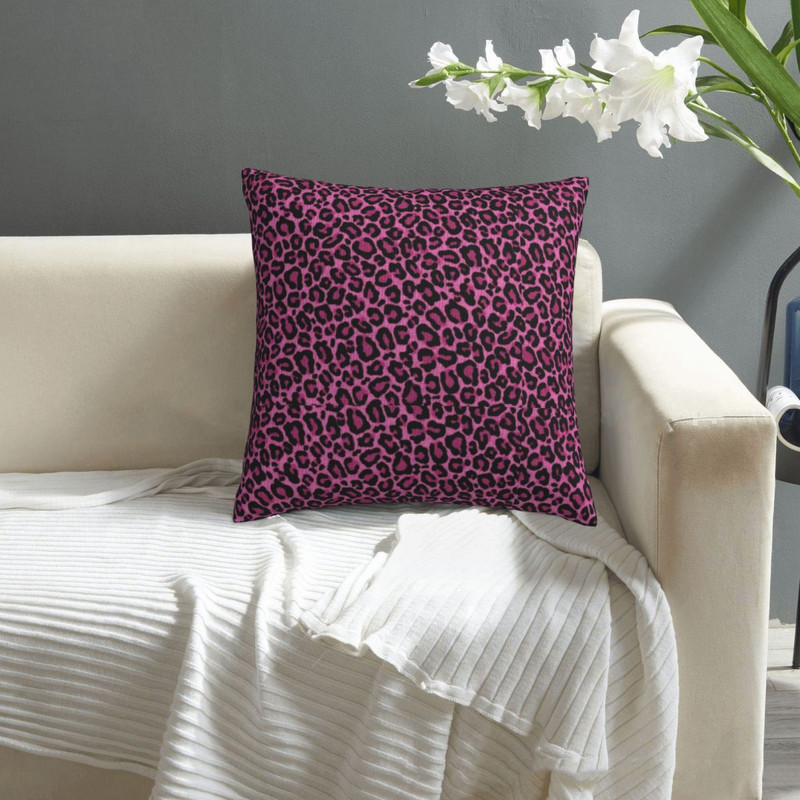 Funky Leopard Print párnahuzat Pink Black Spots Print tavaszi színű párnahuzat poliészter párna cipzárhuzat