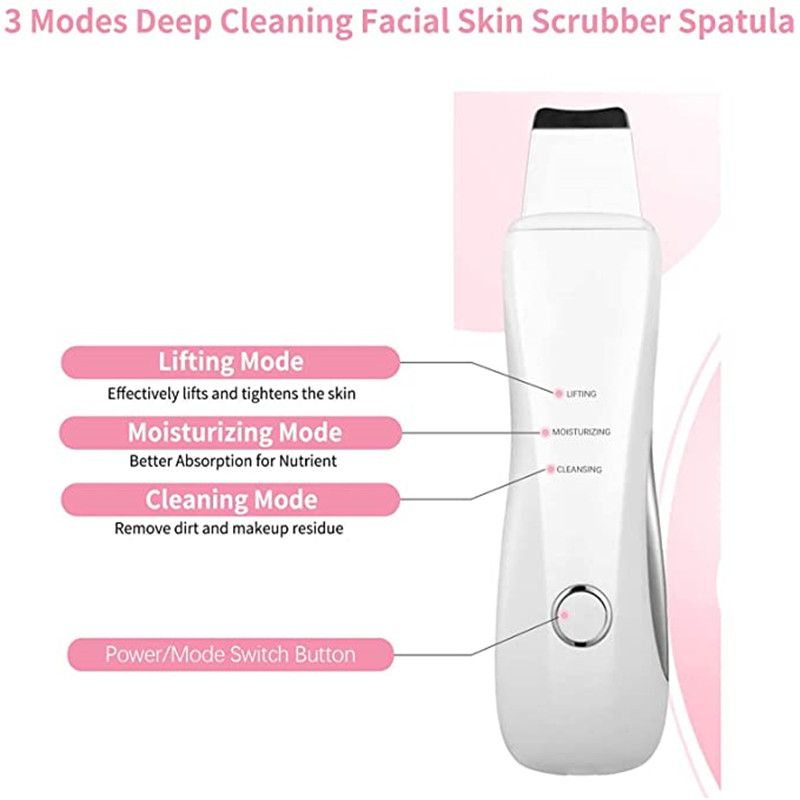 Skin Scrubber Face Spatula Remover για μαύρα στίγματα χαμηλού θορύβου 3 Λειτουργίες Επαναφορτιζόμενο USB Face Cleaner Lifting εργαλείο για βαθύ καθαρισμό