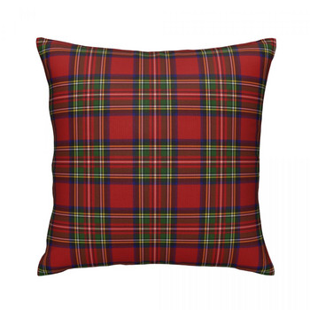 Κλασική καρό μαξιλαροθήκη από Tartan Royal Stewart Σκωτίας Καλοκαιρινό Τετράγωνο Μαξιλαροθήκη Κάλυμμα με φερμουάρ κρεβατιού από πολυεστέρα