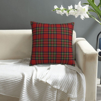 Κλασική καρό μαξιλαροθήκη από Tartan Royal Stewart Σκωτίας Καλοκαιρινό Τετράγωνο Μαξιλαροθήκη Κάλυμμα με φερμουάρ κρεβατιού από πολυεστέρα