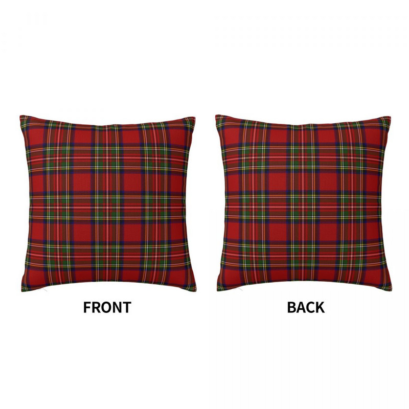 Față de pernă în carouri din tartan clasic Royal Stewart model scoțian Față de pernă pătrată din poliester Husă cu fermoar