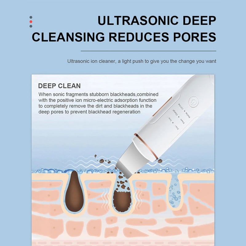 NICARE Ultrahangos Bőrradír Arc Peeling Lapát Mélytisztító Arc Mitesszer pórustisztító Bőrradír Arc Lifting Eszköz