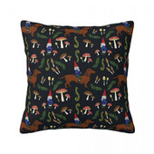 Cute Dog Dachshund Μαξιλαροθήκη Μανιτάρι Forest Print Spring Τετράγωνη Μαξιλαροθήκη Κάλυμμα με φερμουάρ υπνοδωματίου από πολυεστέρα