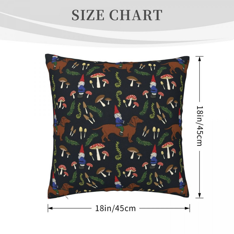 Cute Dog Dachshund Μαξιλαροθήκη Μανιτάρι Forest Print Spring Τετράγωνη Μαξιλαροθήκη Κάλυμμα με φερμουάρ υπνοδωματίου από πολυεστέρα