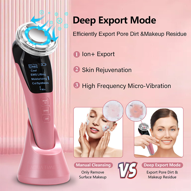 Vezeték nélküli EMS Arcmasszírozó Ionterápiás LED Fénygép Bőrfiatalító Öregedésgátló Hot Cool Face Lifting Bőrápoló Készülék