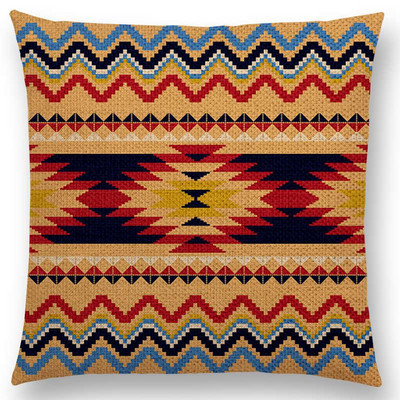 Πολύχρωμο γεωμετρικό σχέδιο Κάλυμμα μαξιλαριού τετράγωνο Μαξιλαροθήκη Διακοσμητική γραμμή/βαμβακερό ριχτάρι Μαξιλάρια Μαξιλάρια για διακόσμηση σπιτιού 45x45cm