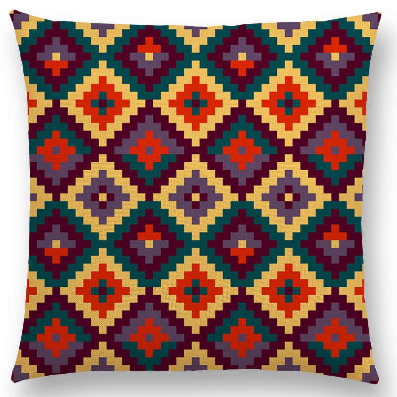 Πολύχρωμο γεωμετρικό σχέδιο Κάλυμμα μαξιλαριού τετράγωνο Μαξιλαροθήκη Διακοσμητική γραμμή/βαμβακερό ριχτάρι Μαξιλάρια Μαξιλάρια για διακόσμηση σπιτιού 45x45cm