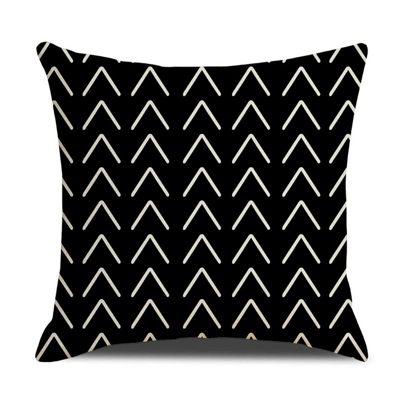 45x45 cm-es párnahuzat fekete-fehér csíkos geometriájú nyomtatott párnahuzat párnahuzat beltéri dekor párnahuzat kanapéhoz