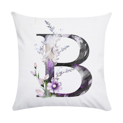 Husă de pernă de pluș din piele de piersică cu literă roz nordic