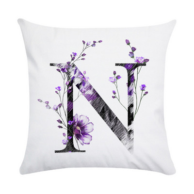 Husă de pernă de pluș din piele de piersică cu literă roz nordic