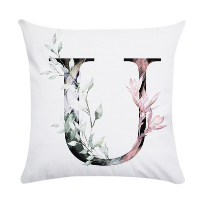 Husă de pernă de pluș din piele de piersică cu literă roz nordic