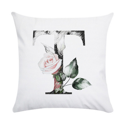 Husă de pernă de pluș din piele de piersică cu literă roz nordic