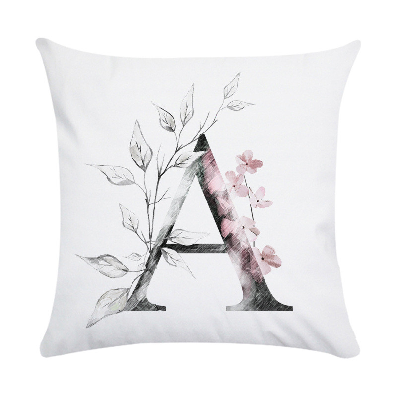 Husă de pernă de pluș din piele de piersică cu literă roz nordic