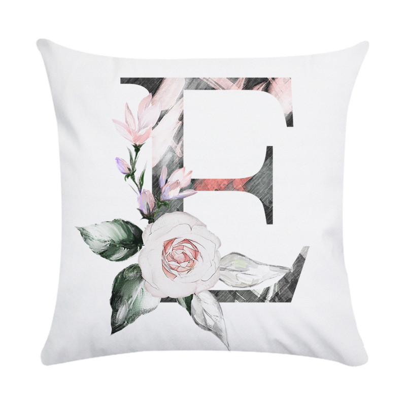 Husă de pernă de pluș din piele de piersică cu literă roz nordic