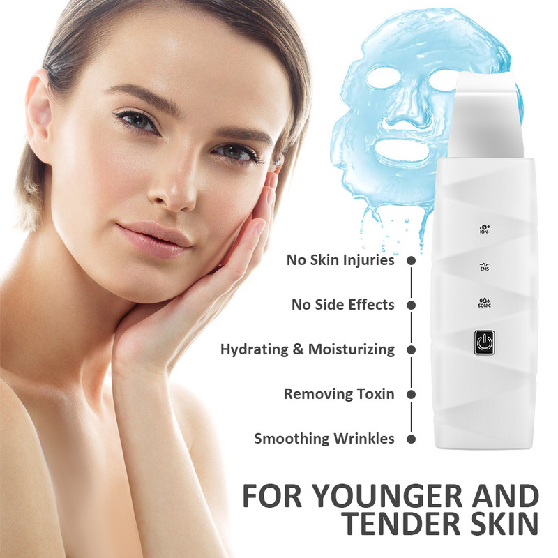 Ultrazvučni ribač kože Toplinski čistač pora Sredstvo za uklanjanje mitesera Lopatica za ribanje lica Električna lopata za piling Alat za podizanje lica