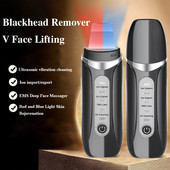 Ultrazvučni piling kože Crveno plavo LED svjetlo Piling za pomlađivanje kože Čišćenje pora lica Masažer za podizanje lica Uređaj za uljepšavanje