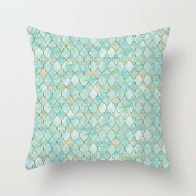 Față de pernă geometrică verde mentă Husă de pernă din fibră de poliester Pernă de canapea Husă de pernă decorativă pentru casă