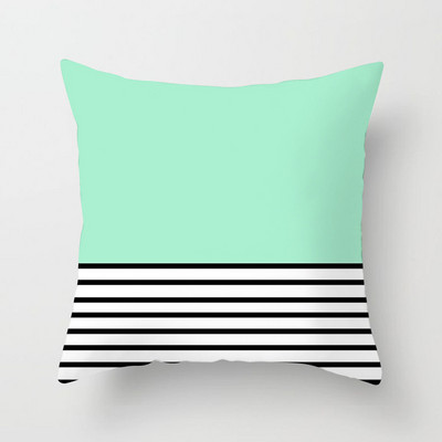 Față de pernă geometrică verde mentă Husă de pernă din fibră de poliester Pernă de canapea Husă de pernă decorativă pentru casă