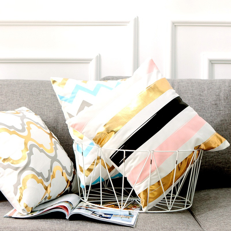 Geometry bronzinis pagalvėlės užvalkalas Medvilninis poliesteris Bohemiškas spausdintas namų dekoratyvinis pagalvių užvalkalas