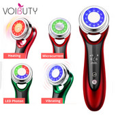 Ultrazvučni električni EMS lifting lica, grijanje, LED fotonska mezoterapija, uređaj protiv starenja kože, spa masažer za lice