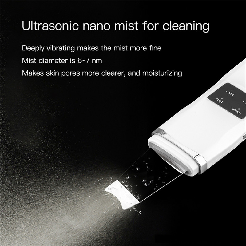 LED Photon Skin Scrubber Ultrazvučna vibracija Spatula za piling mrtve kože EMS pulsni masažer za lice Lopata za uklanjanje mitesera