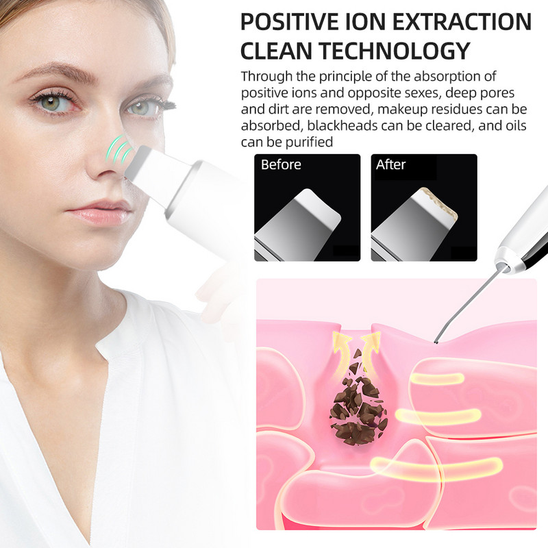 Ultrazvučni čistač kože lica Sredstvo za čišćenje protiv bora Uklanjanje mitesera Uređaj za uljepšavanje vrata Masažer za lice Alati za njegu kože