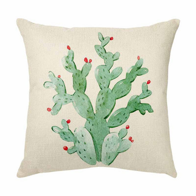 Husă de pernă pictată cu suculente Decor Husă de pernă cu cactus din desene animate pentru canapea auto Față de pernă Husă de pernă din in pentru camera de zi