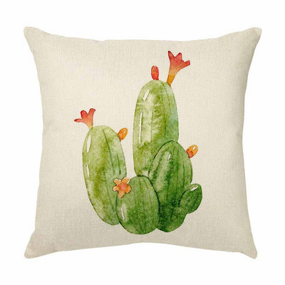 Husă de pernă pictată cu suculente Decor Husă de pernă cu cactus din desene animate pentru canapea auto Față de pernă Husă de pernă din in pentru camera de zi