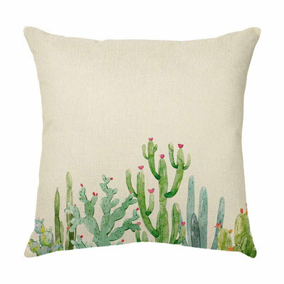 Husă de pernă pictată cu suculente Decor Husă de pernă cu cactus din desene animate pentru canapea auto Față de pernă Husă de pernă din in pentru camera de zi