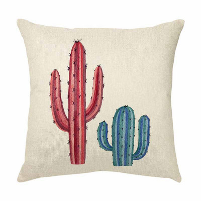 Husă de pernă pictată cu suculente Decor Husă de pernă cu cactus din desene animate pentru canapea auto Față de pernă Husă de pernă din in pentru camera de zi