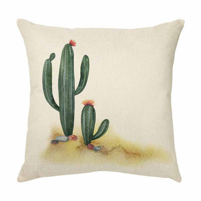 Husă de pernă pictată cu suculente Decor Husă de pernă cu cactus din desene animate pentru canapea auto Față de pernă Husă de pernă din in pentru camera de zi