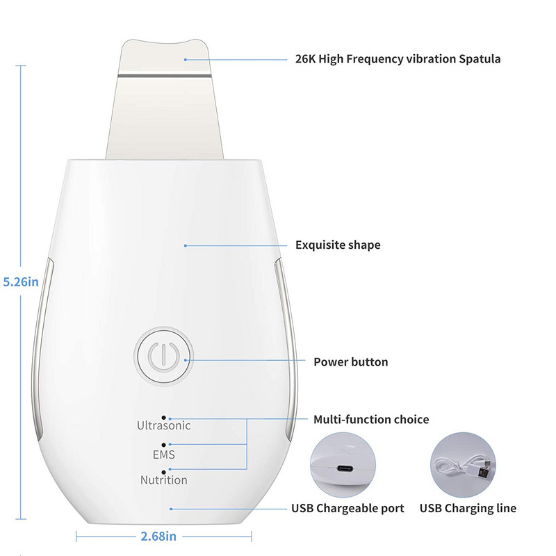 Skin Scrubber Ultrazvučni čistač lica Sredstvo za uklanjanje mitesera Ekstraktor Piling Alat za podizanje lica s 3 načina rada za dubinsko čišćenje