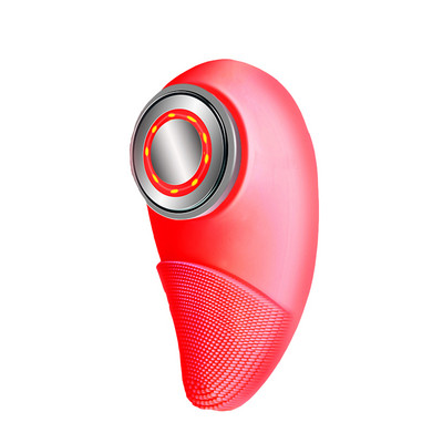 Ultragarsinis vibracinis silikoninis veido valymo šepetėlis raudonos šviesos terapinis veido valiklis USB vandeniui atsparus inkštirų valiklis, odos priežiūra