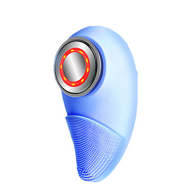 Ultragarsinis vibracinis silikoninis veido valymo šepetėlis raudonos šviesos terapinis veido valiklis USB vandeniui atsparus inkštirų valiklis, odos priežiūra