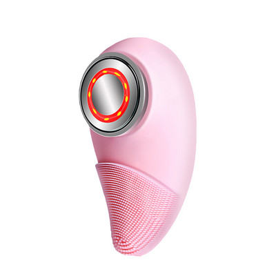 Ultragarsinis vibracinis silikoninis veido valymo šepetėlis raudonos šviesos terapinis veido valiklis USB vandeniui atsparus inkštirų valiklis, odos priežiūra