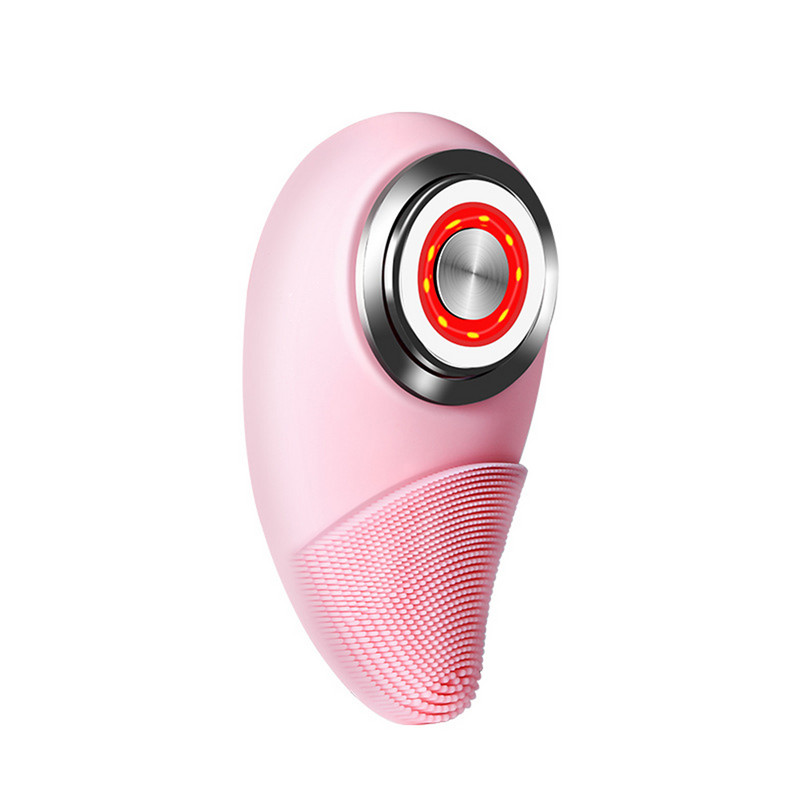 Ultragarsinis vibracinis silikoninis veido valymo šepetėlis raudonos šviesos terapinis veido valiklis USB vandeniui atsparus inkštirų valiklis, odos priežiūra